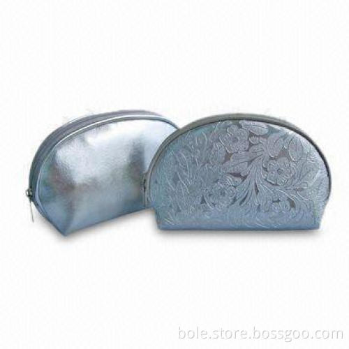 PVC Cosmetic Bags with Embossed Logo Pattern, and Arch Shape, Various Sizes are Available